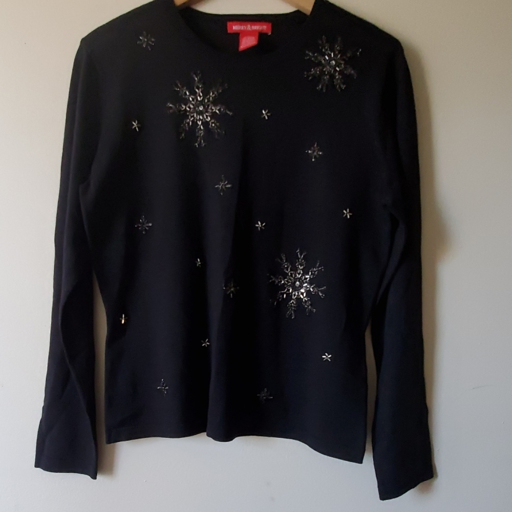 MERRY&BRIGHT BLACK BLOUSE
